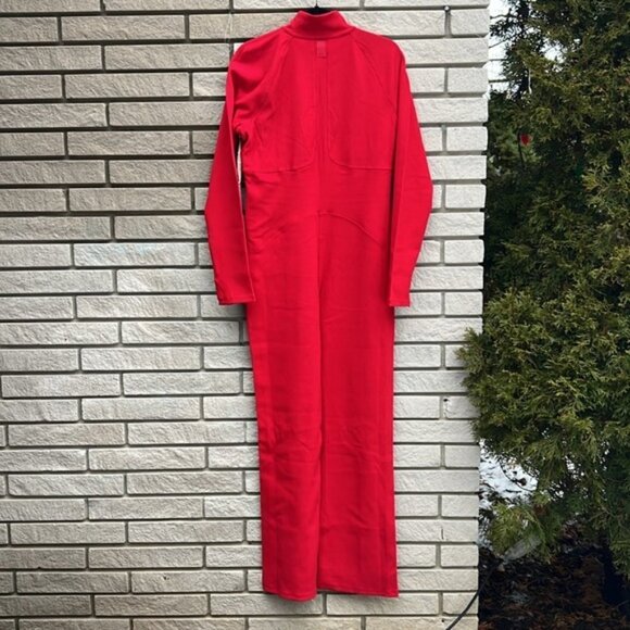 Athleta X Alicia Keyes Goddess Full Length Red Ribbed Zip Jumpsuit - Picture 13 of 16